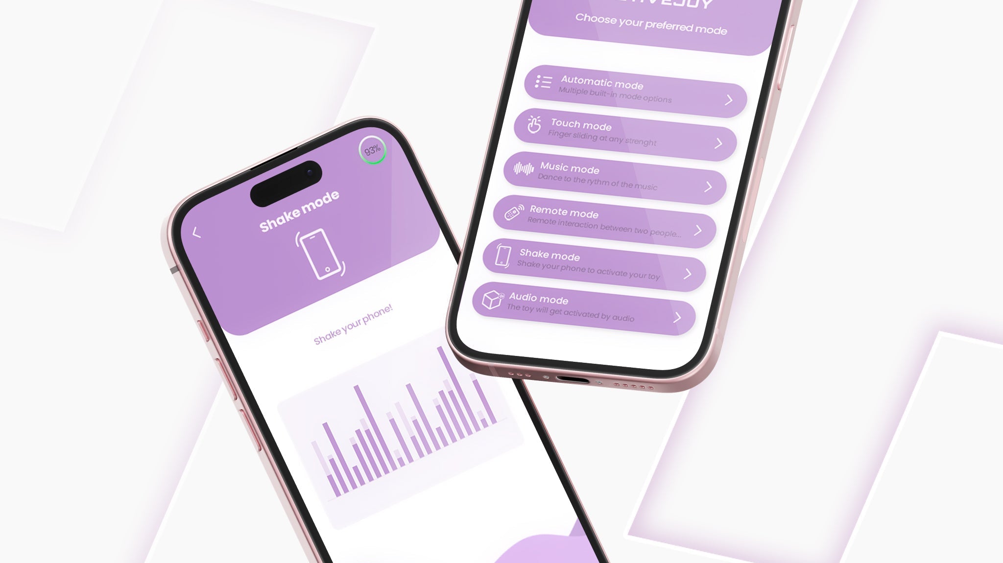 Teléfonos con los modos de control de la app ActiveJoy