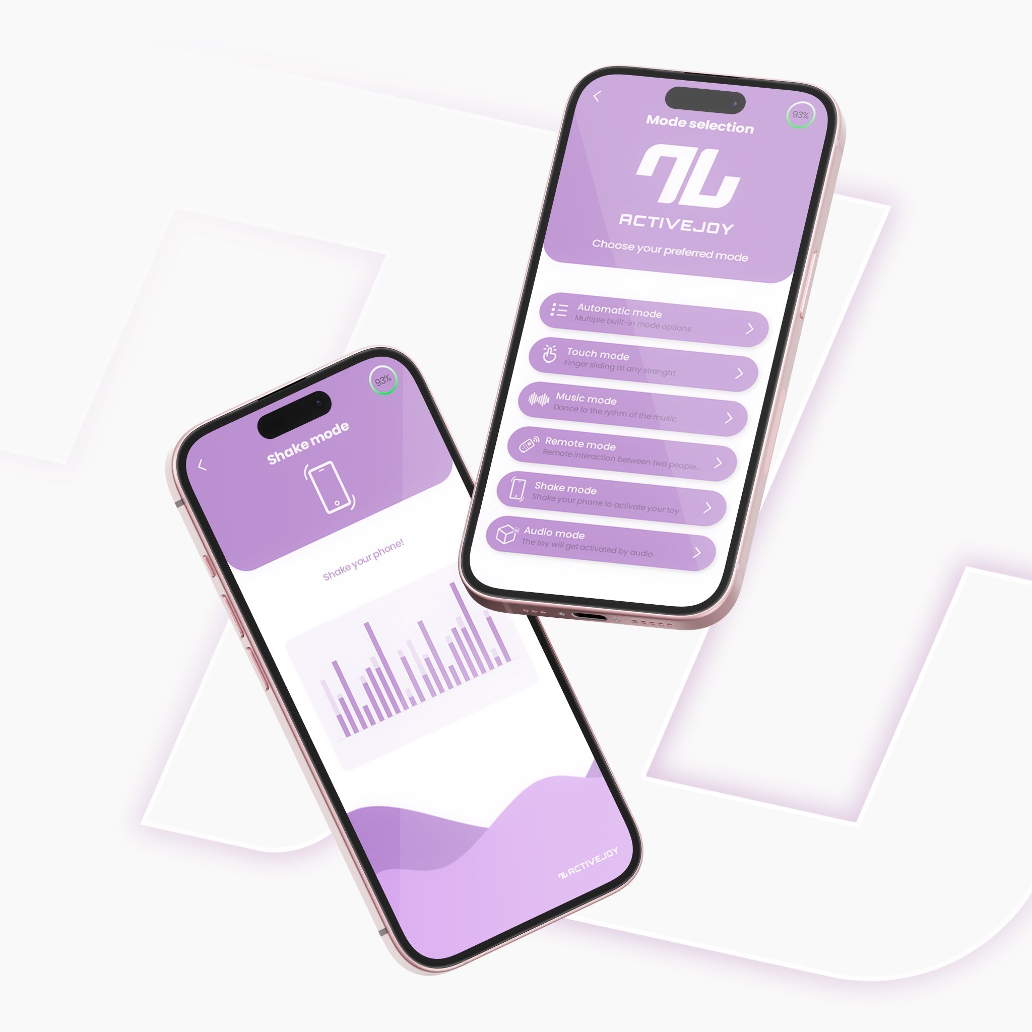 Teléfonos con los modos de control de la app ActiveJoy