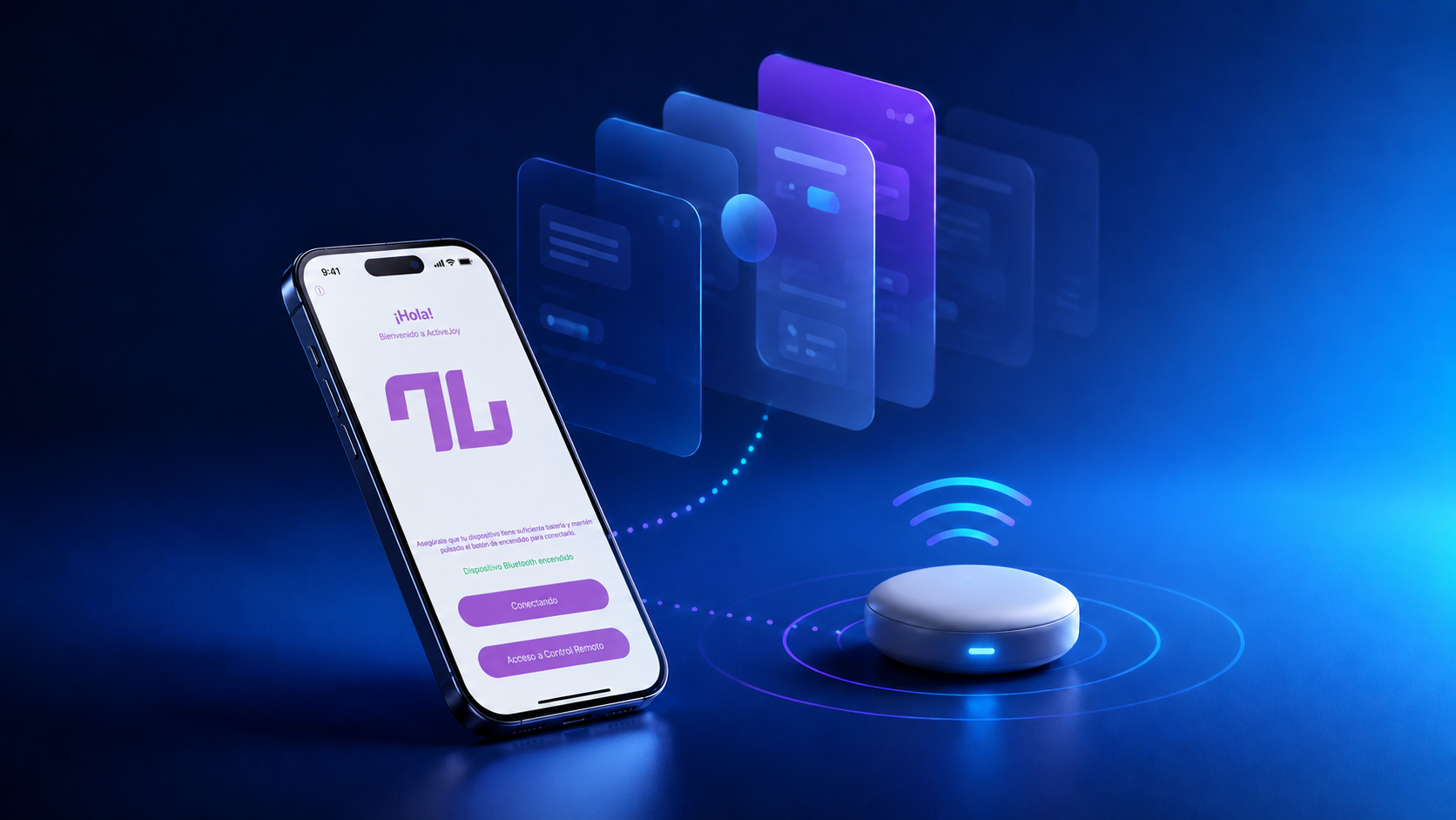 Pantalla de ActiveJoy abierta en un smartphone para mantener la conexión