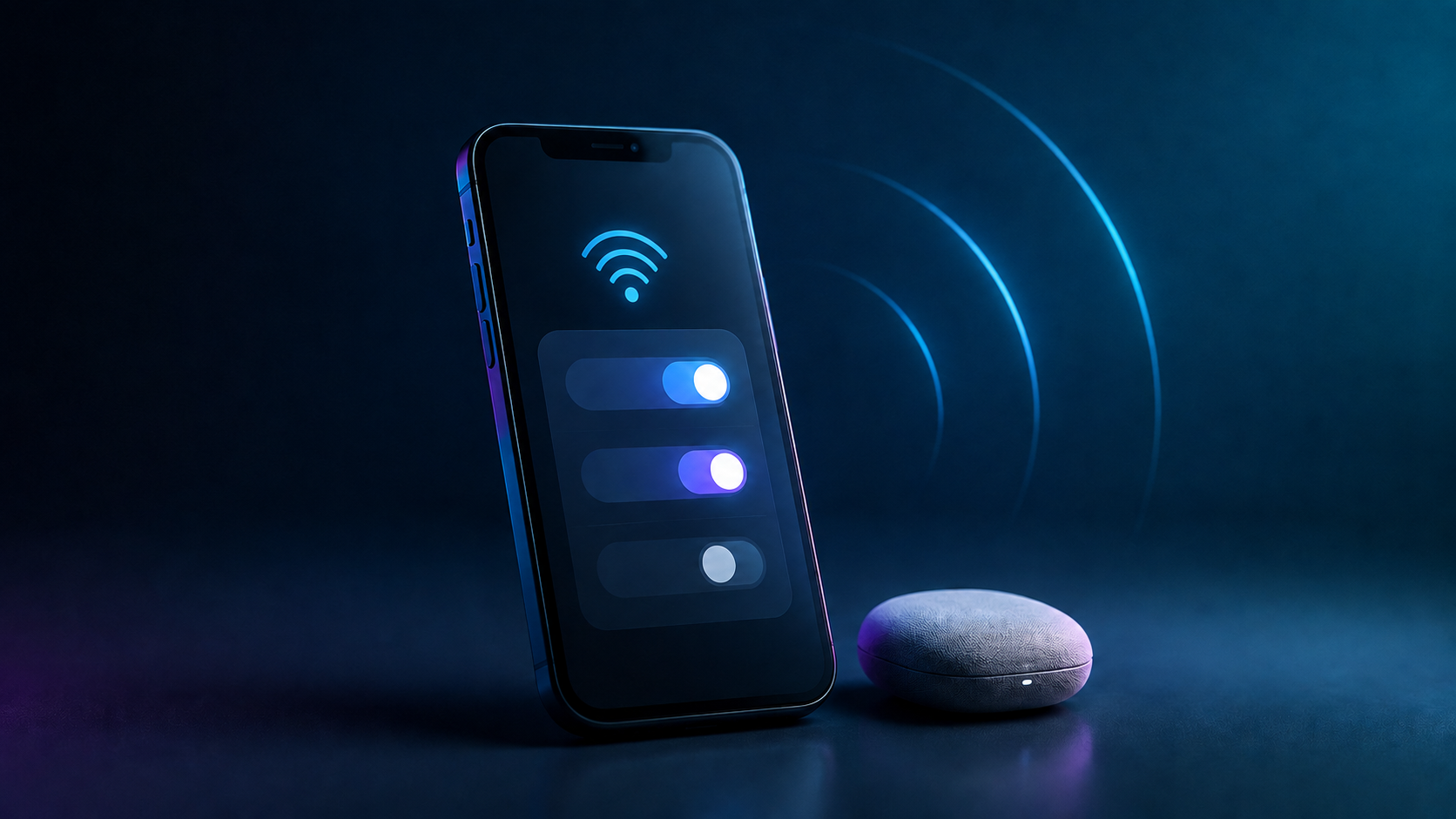 Teléfono con controles de permisos inalámbricos junto a un dispositivo conectado